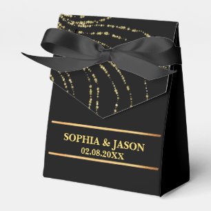 Caja Para Regalos Boda Monograma Purpurina Cute Oro
