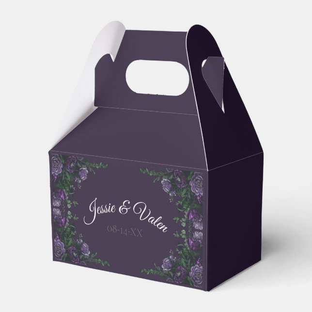 Caja Para Regalos Boda morado floral (Front Side)
