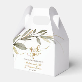 Caja Para Regalos Boda Musulmana Elegancia Hojas de Oro