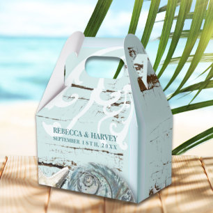 Caja Para Regalos boda náutica acuática azul de la playa