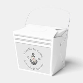 Caja Para Regalos Boda Náutica Ancla Floral Gris Plateado