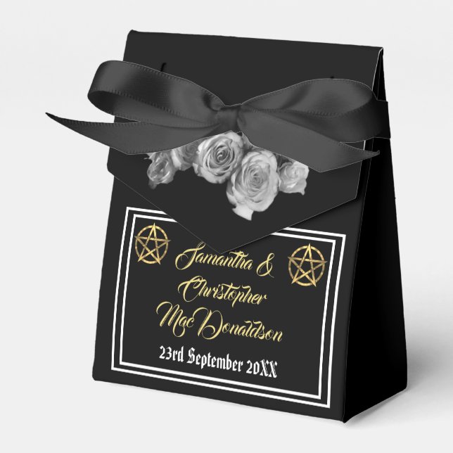 Caja Para Regalos Boda negro del pentáculo de Wiccan (Front Side)