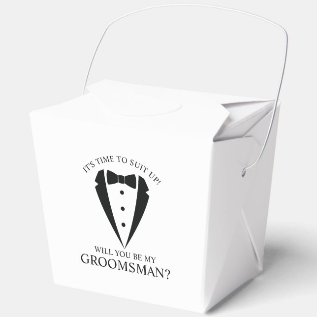 Caja Para Regalos Boda negro Tuxedo Suit Groomsman Propuesta (Anverso)