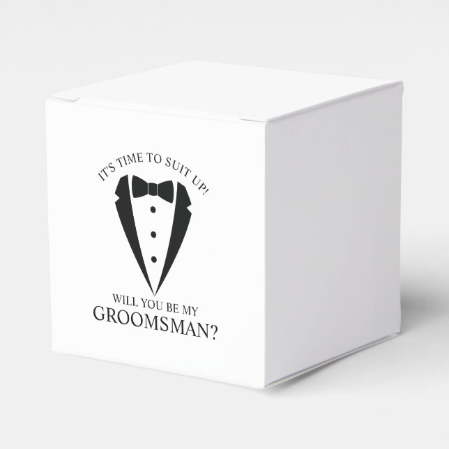 Caja Para Regalos Boda negro Tuxedo Suit Groomsman Propuesta (Costado Anverso)