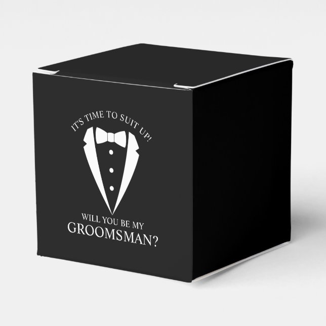 Caja Para Regalos Boda negro Tuxedo Suit Groomsman Propuesta (Costado Anverso)