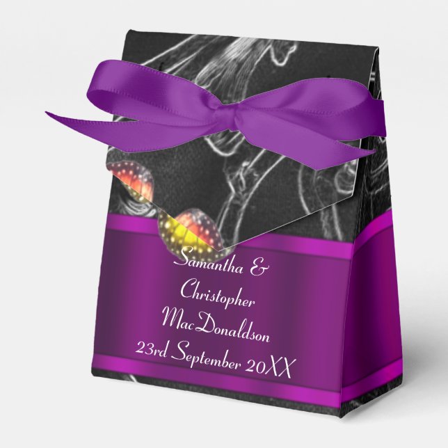 Caja Para Regalos Boda negro y púrpura (Front Side)