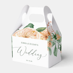 Caja Para Regalos Boda Neutral Oral de Boho Botánico Greenery