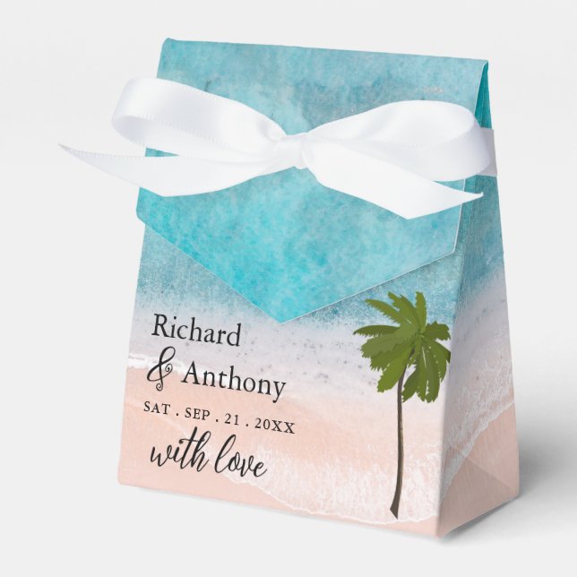 Caja Para Regalos Boda Ocean Beach Palm Tree (Front Side)