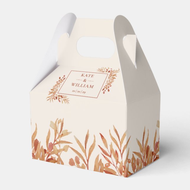 Caja Para Regalos Boda Otoño de Foliaje Rústico (Front Side)