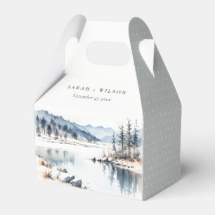 Caja Para Regalos Boda paisajista del lago Winter Snow Mountain