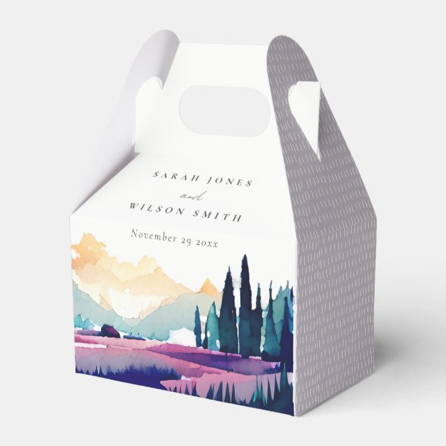 Caja Para Regalos Boda paisajístico de los campos de Lilac (Front Side)