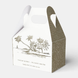 Caja Para Regalos Boda Palm Tree Sketch Pale Gold