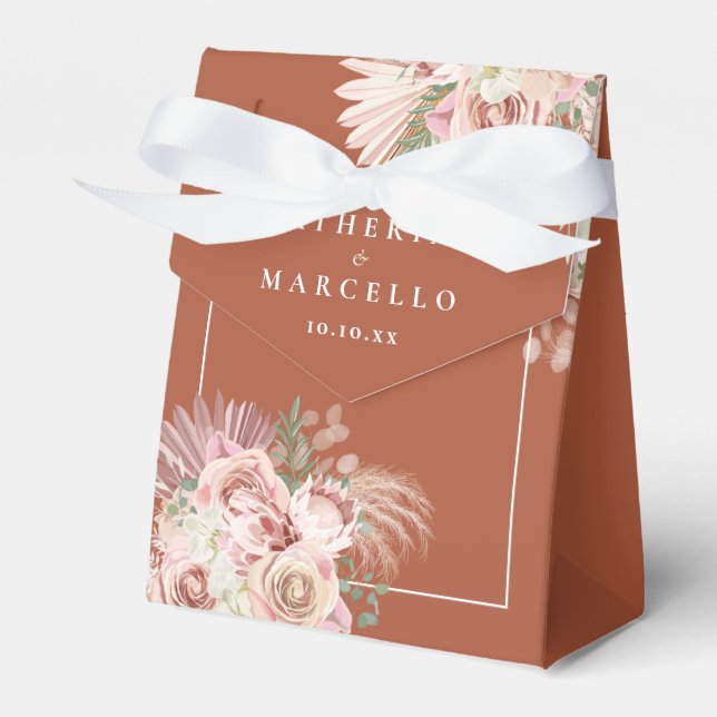 Caja Para Regalos Boda Pampas Grass Boho Terracotta (Front Side)