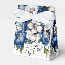 Caja Para Regalos Boda Peony Purpurinoso de Royal Blue y Silver