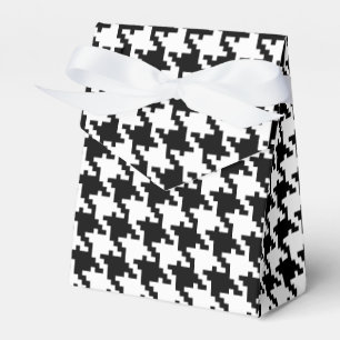 Caja Para Regalos Boda personalizada con patrón de houndstup blanco 