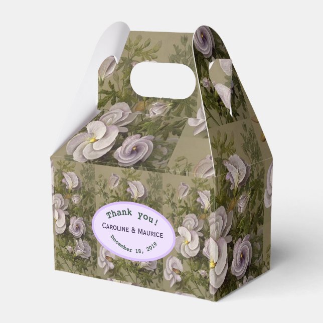 Caja Para Regalos Boda Personalizada Cubierta de Hibisco Lila Púrpur (Front Side)