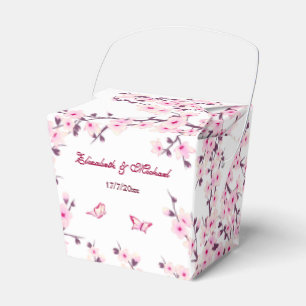 Caja Para Regalos Boda personalizada de color blanco rosado con flor