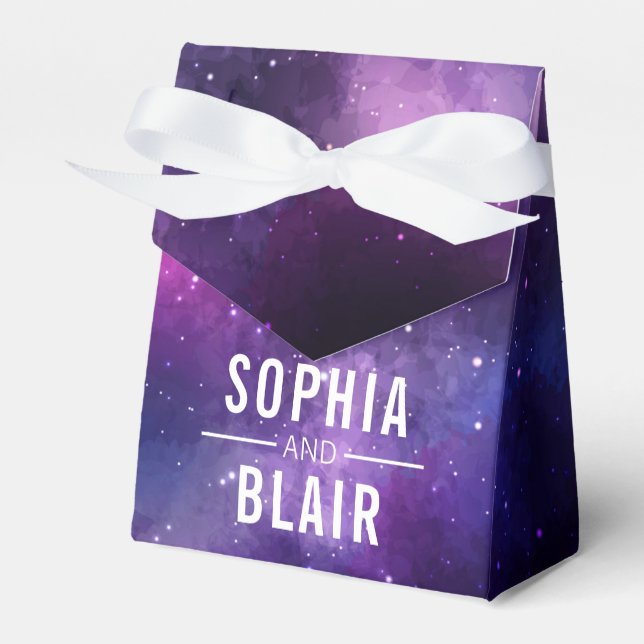 Caja Para Regalos Boda Personalizada de Corazones de Galaxia Constel (Front Side)
