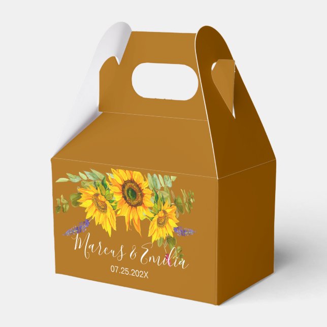 Caja Para Regalos Boda personalizada de girasoles de otoño (Front Side)