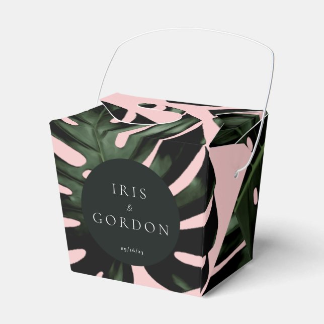 Caja Para Regalos Boda personalizada de hoja de palma tropical (Front Side)