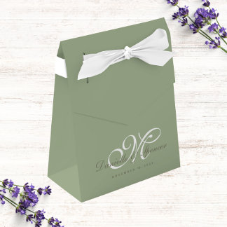 Caja Para Regalos Boda personalizada monogramada verde sabio