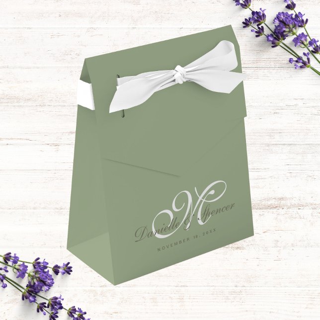 Caja Para Regalos Boda personalizada monogramada verde sabio (Subido por el creador)