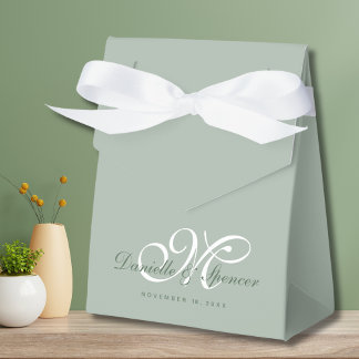 Caja Para Regalos Boda personalizada monogramada verde sólida