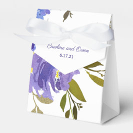 Caja Para Regalos Boda personalizado de acuarela azul morado floral