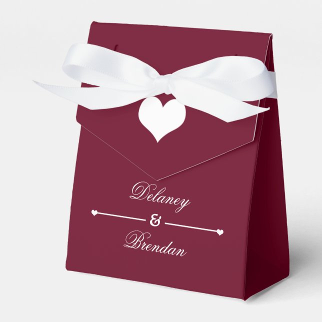 Caja Para Regalos Boda personalizado de Heartline (borgoña) (Front Side)