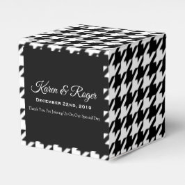 CAJA PARA REGALOS BODA PERSONALIZADO DE HOUNDSTOOTH NEGRO Y BLANCO