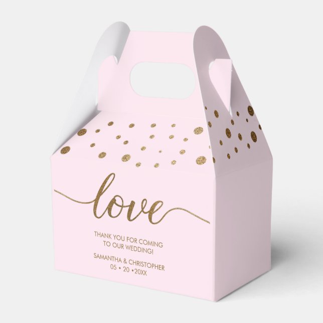 Caja Para Regalos Boda personalizado de Rubor Pink Gold Script (Front Side)