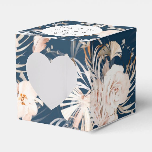 Caja Para Regalos Boda personalizado floral azul marino acuarela (Anverso)