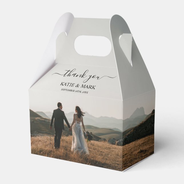 Caja Para Regalos Boda Photo Memory Love Script Gracias (Front Side)