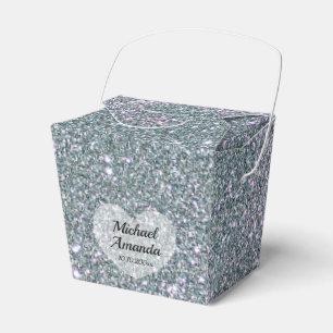 Caja Para Regalos Boda Plata Brillante Personalizado 