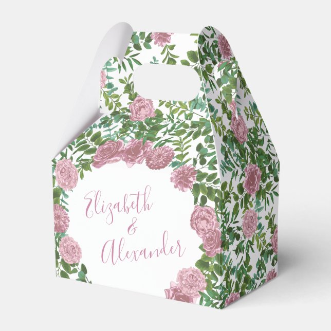Caja Para Regalos Boda Primavera Jardín de Rosas Rosadas (Front Side)
