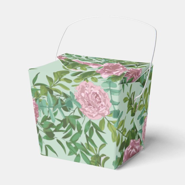 Caja Para Regalos Boda Primavera Jardín de Rosas Rosadas (Front Side)