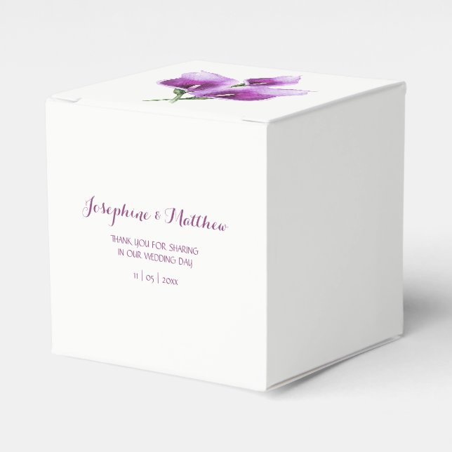 Caja Para Regalos Boda Purple Calla Lily Floral (Costado Anverso)