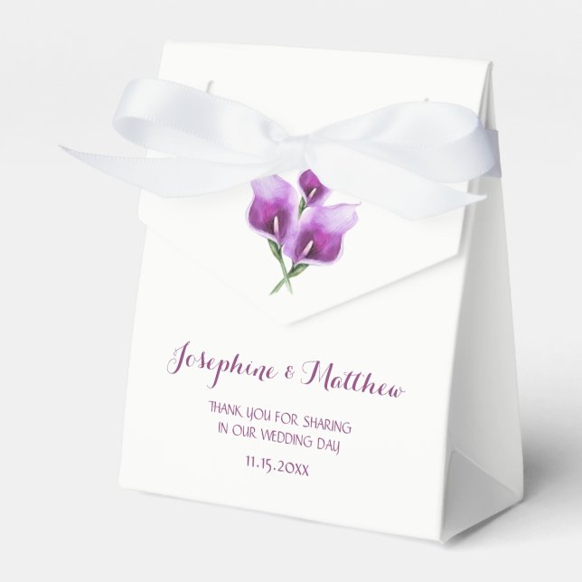 Caja Para Regalos Boda Purple Calla Lily Floral (Front Side)