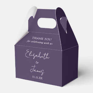 Caja Para Regalos Boda Purple Elegant Script Gracias