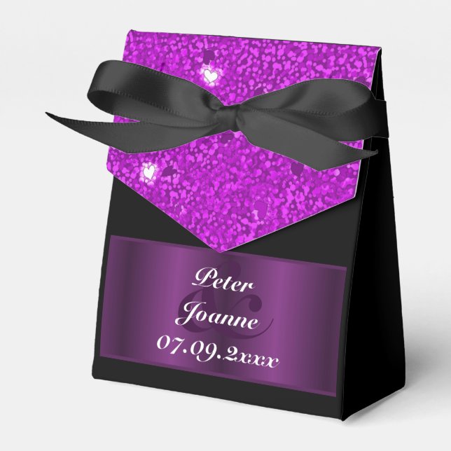 Caja Para Regalos Boda Purple Hearts (Front Side)