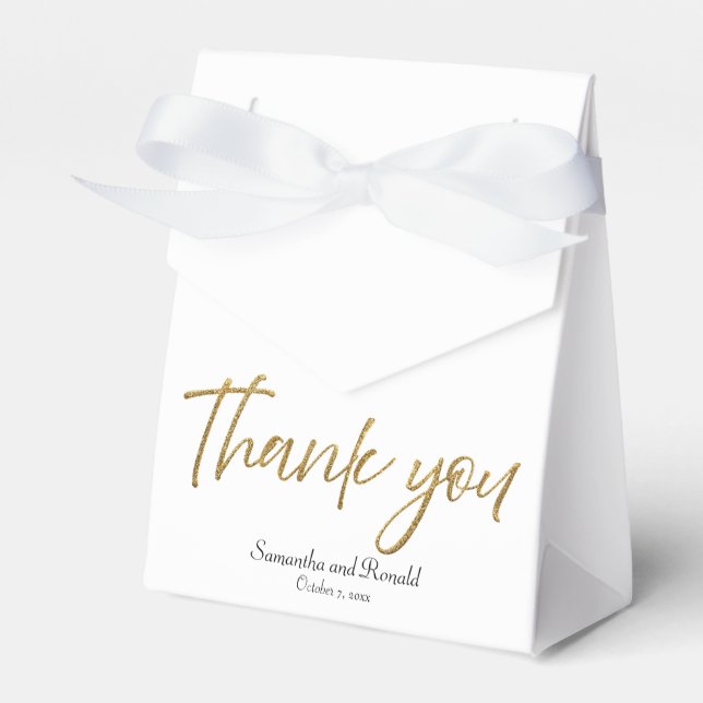 Caja Para Regalos Boda Purpurina blanco y dorado (Front Side)