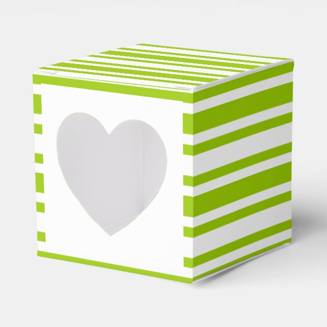 Caja Para Regalos Boda quequito blanco rayado verde (Anverso)