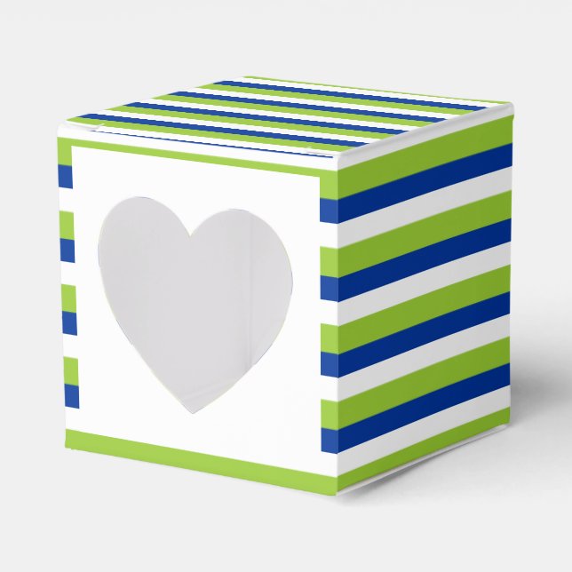 Caja Para Regalos Boda quequito verde azulado rayado (Anverso)