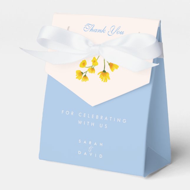Caja Para Regalos Boda ranúnculo azul y amarillo (Front Side)