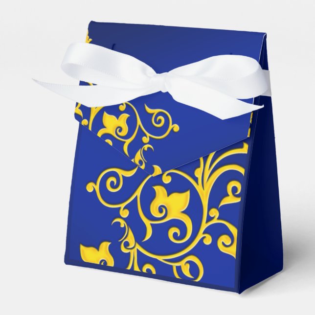 Caja Para Regalos Boda Real Azul y Oro (Front Side)