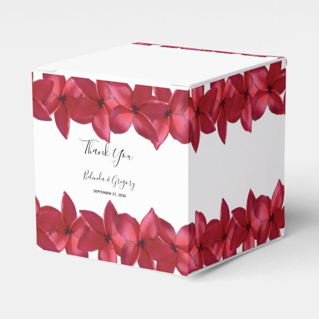 Caja Para Regalos Boda Red Plumeria Frangipani (Costado Anverso)