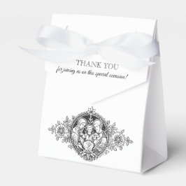 Caja Para Regalos Boda religioso elegante en blanco y negro