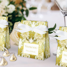 Caja Para Regalos Boda Retro Gold Green Damask