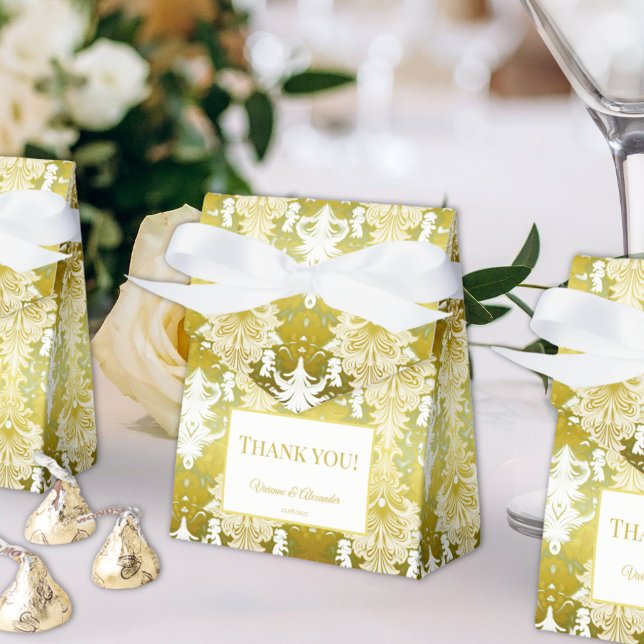 Caja Para Regalos Boda Retro Gold Green Damask (Subido por el creador)