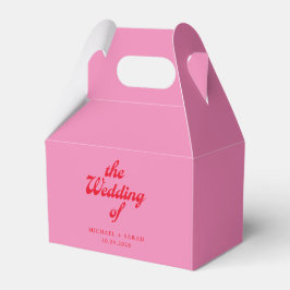 Caja Para Regalos Boda Retro Rojo Rosa Mínimo